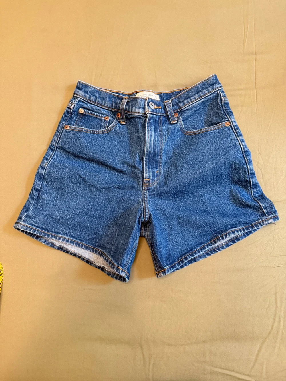 Abercrombie & Fitch Dark Blue High-Rise Denim Shorts